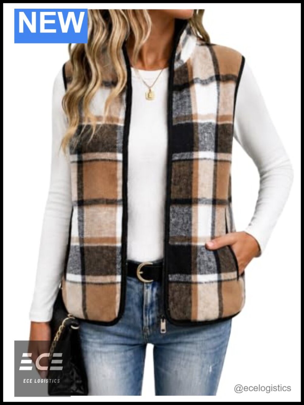 Tanming Womens Plaid Flannel Vest Sleeveless Jacket